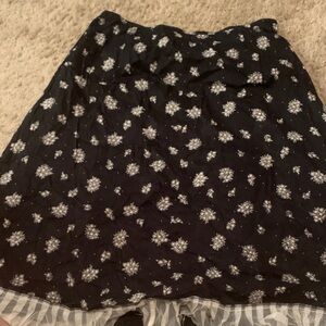For The Republic Black A-Line Skirt with White Floral Medallions